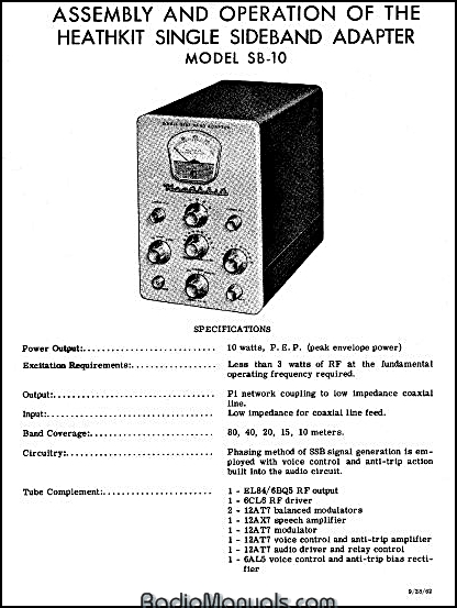 Heathkit SB-10 Instruction Manual